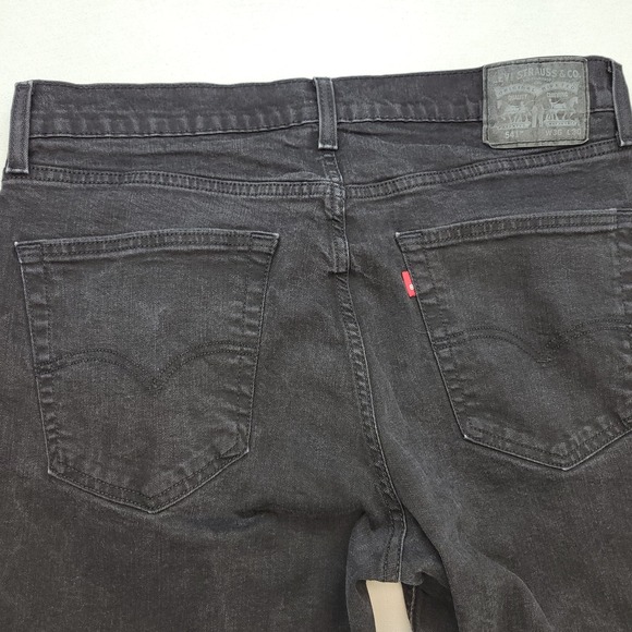Levis 541 Jeans Mens 36x30 Black Athletic Tapered Dark Wash Mid Rise Denim - Picture 4 of 11